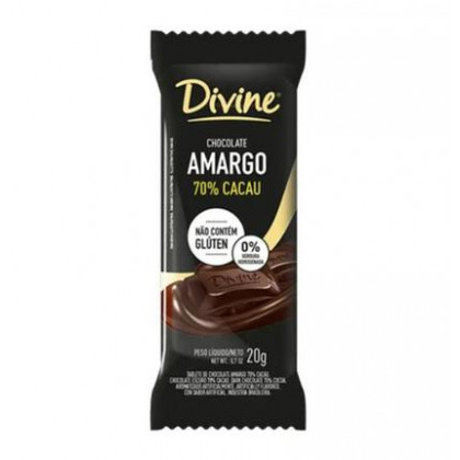 Choc Divine Amargo 70% Cacau PC 20GR
