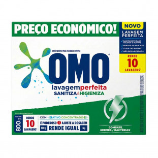 Detergente Pó OMO Lavagem Perfeita Sanitiza CX 800GR