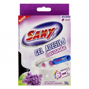 Detergente Sanitário Gel Adesivo com Aplicador Lavanda Sany Mix 38g Refil