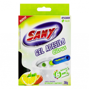 Detergente Sanitário Gel Adesivo c/ Aplicador Citrus Sany Mix 38g Refil